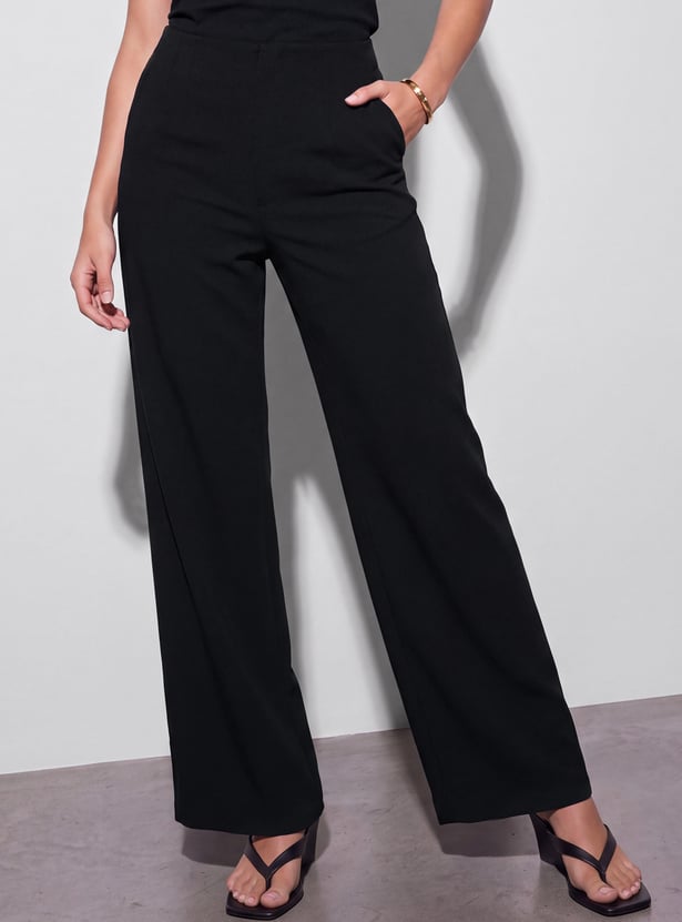 GINGER Solid Wide-Leg Trousers