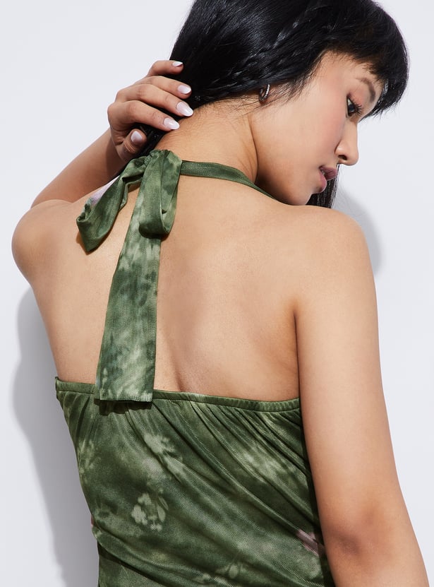GINGER Halter Neck Ruched Maxi Dress