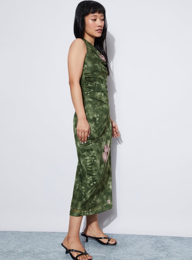 GINGER Halter Neck Ruched Maxi Dress