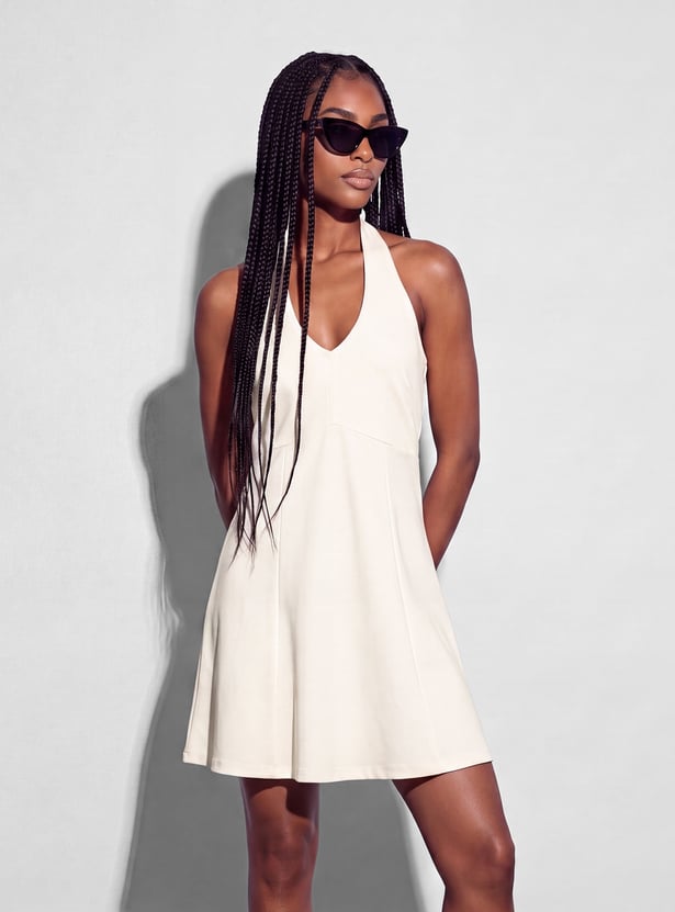 GINGER Halter Neck Flared Mini Dress