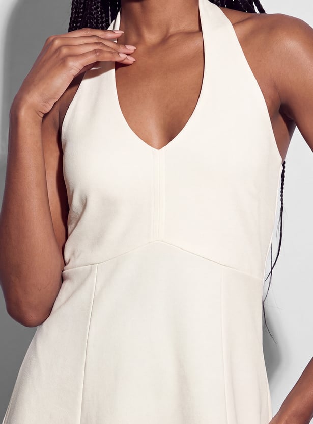 GINGER Halter Neck Flared Mini Dress