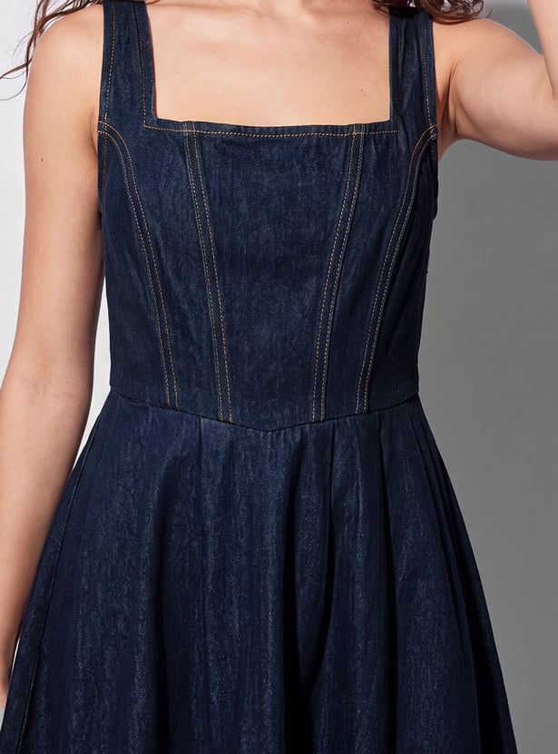 GINGER Solid Fit & Flare Dress