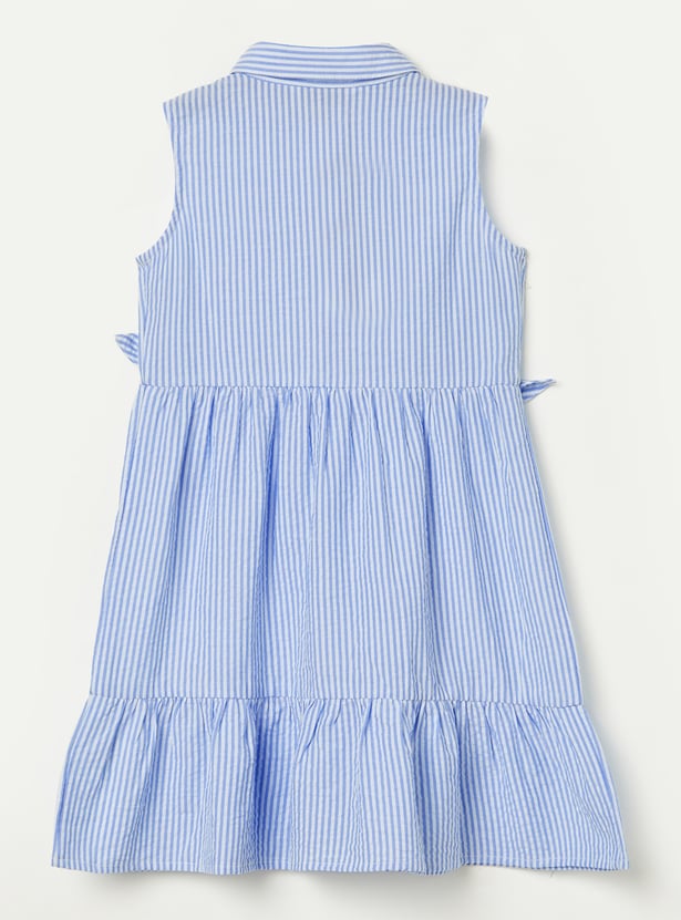 FAME FOREVER Girls Striped Buttoned Dress
