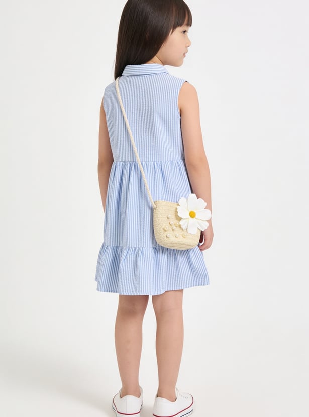 FAME FOREVER Girls Striped Buttoned Dress