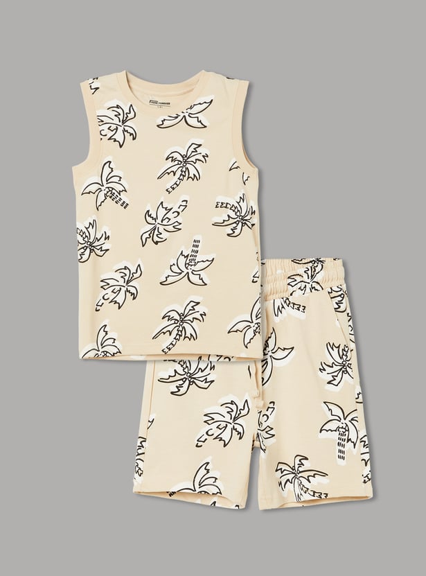 FAME FOREVER Boys Printed Shorts Set