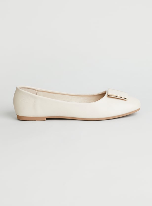 CODE Textured Square-Toe Ballerinas