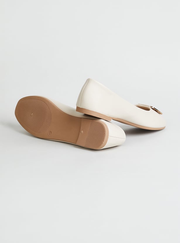 CODE Textured Square-Toe Ballerinas