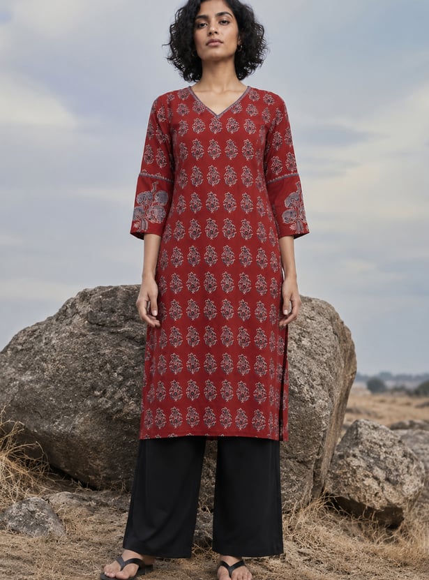 MELANGE Ethnic Motif Print Straight Kurta