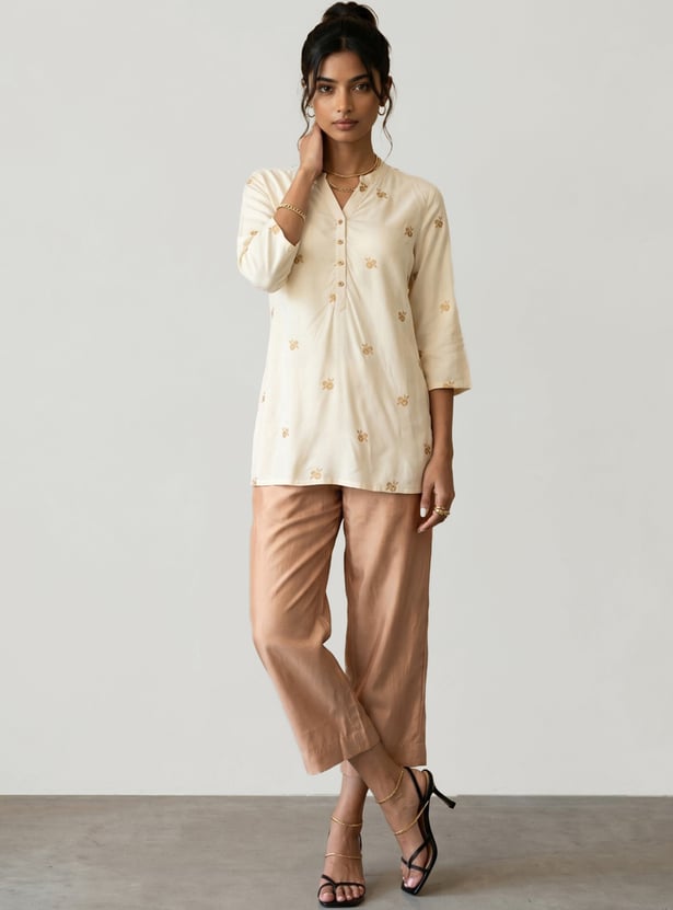 MELANGE Solid Straight Pants