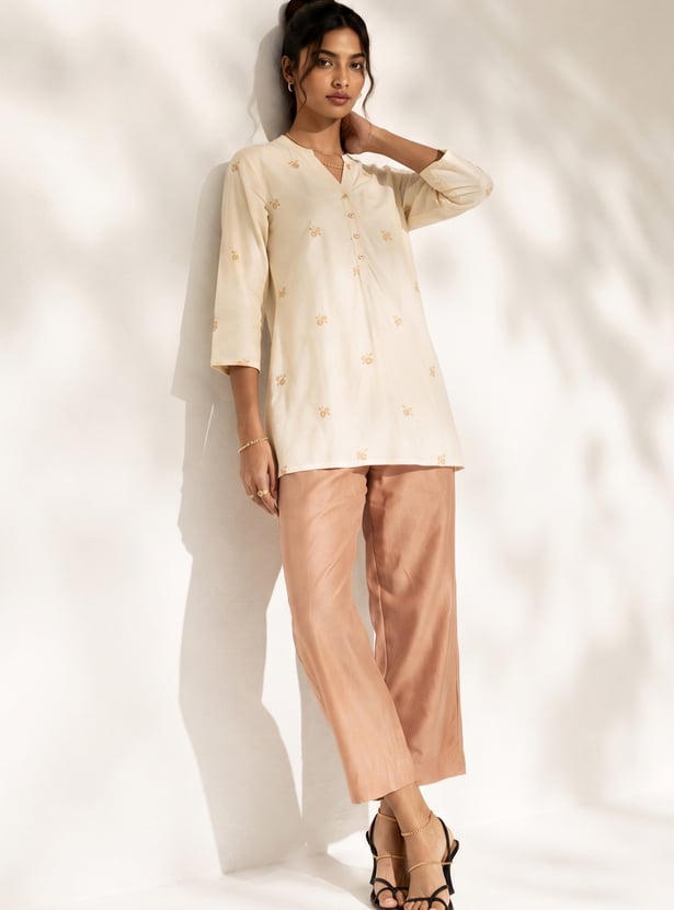 MELANGE Solid Straight Pants