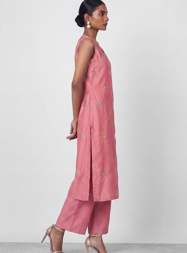 MELANGE Embroidered Straight Kurta Set