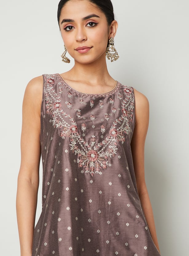 MELANGE Embroidered Straight Kurta Set