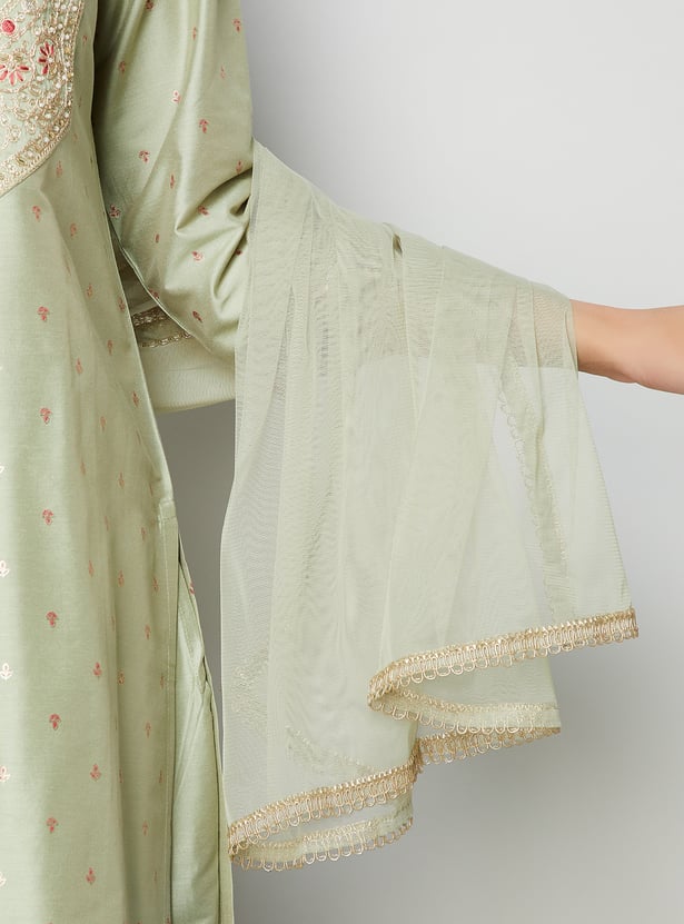 MELANGE Embroidered Straight Kurta Set