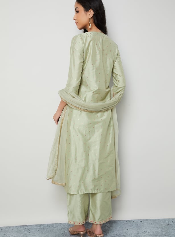 MELANGE Embroidered Straight Kurta Set