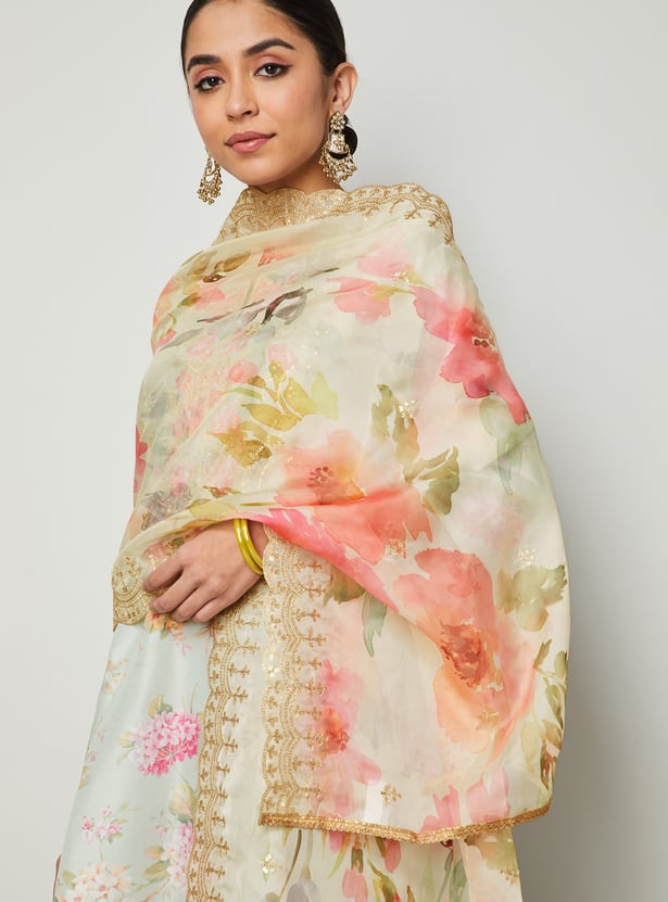MELANGE Floral Print Dupatta