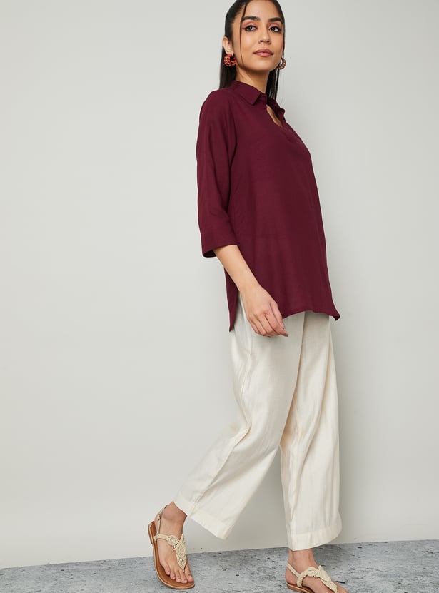 MELANGE Solid Straight Pants