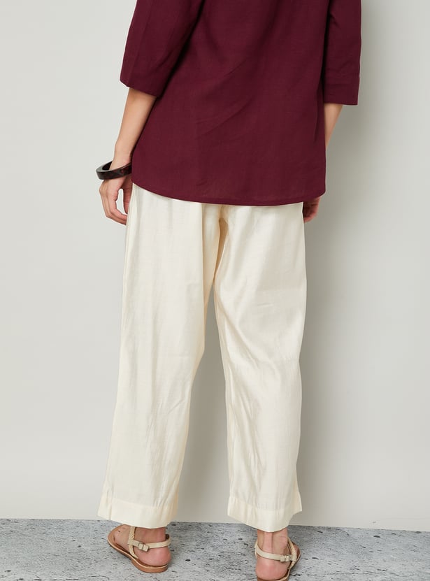 MELANGE Solid Straight Pants