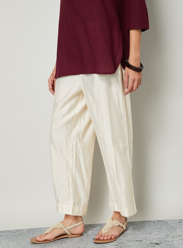 MELANGE Solid Straight Pants