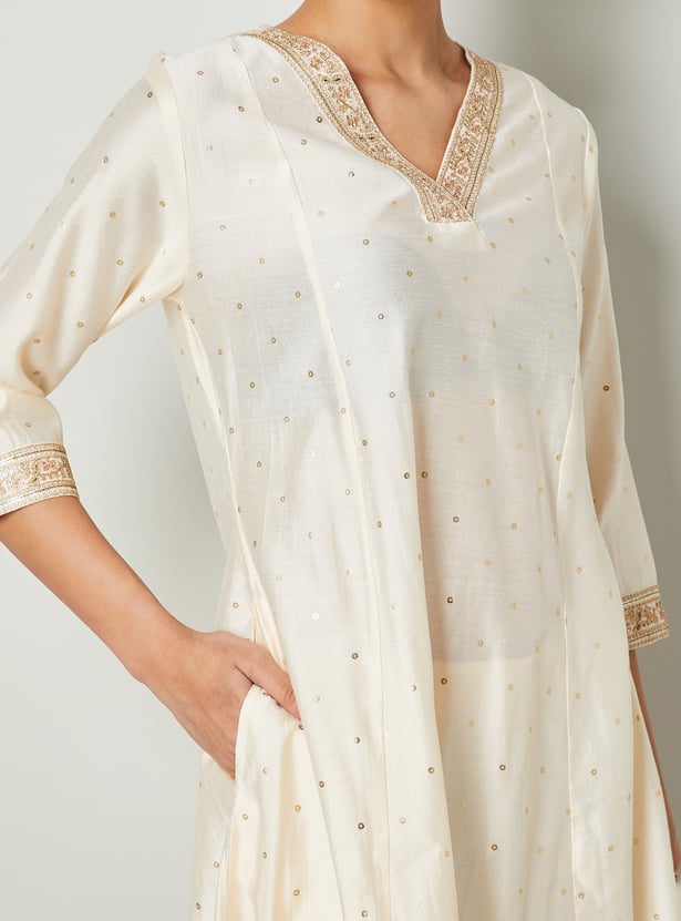 MELANGE Embroidered A-line Kurta