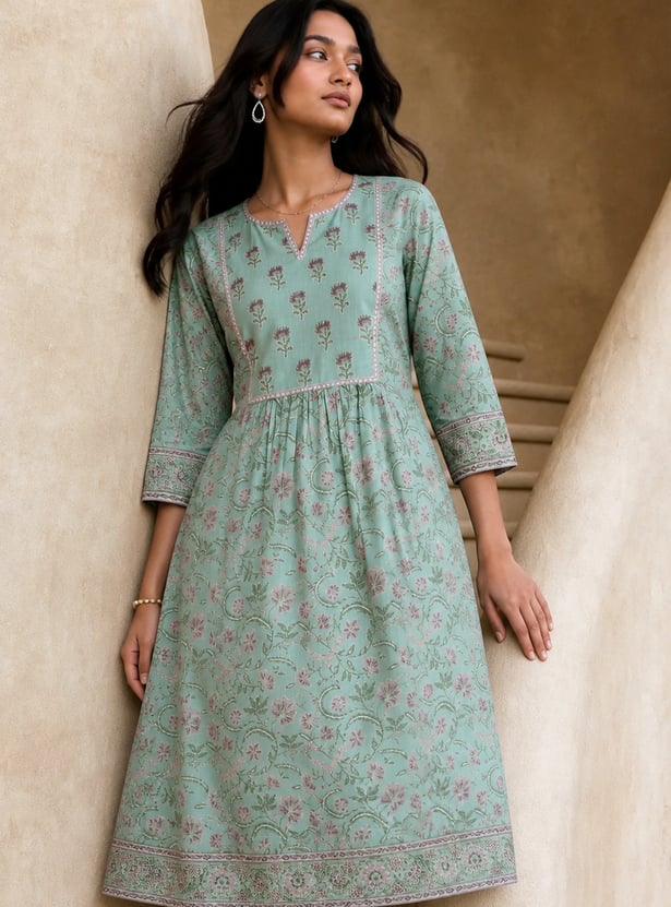 MELANGE Floral Print Straight Kurta
