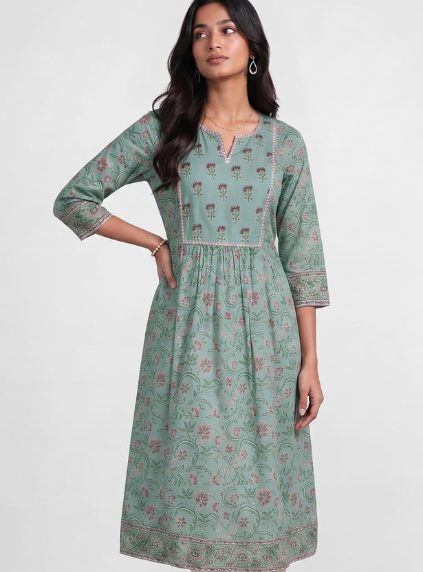 MELANGE Floral Print Straight Kurta
