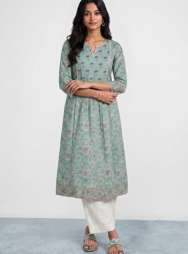 MELANGE Floral Print Straight Kurta