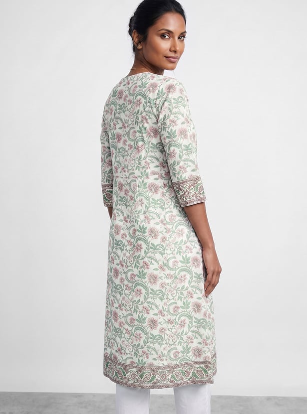 MELANGE Floral Print Straight Kurta