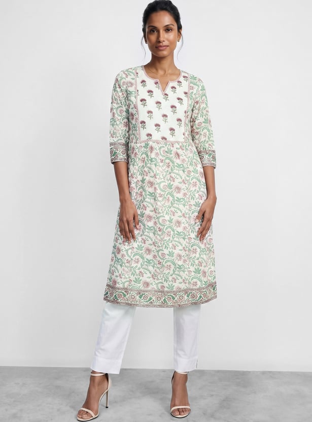 MELANGE Floral Print Straight Kurta
