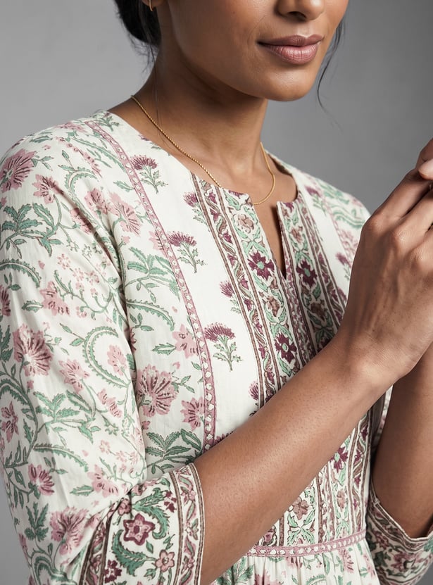 MELANGE Floral Print Straight Kurta