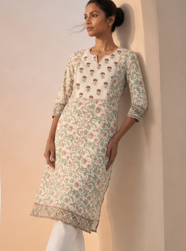 MELANGE Floral Print Straight Kurta