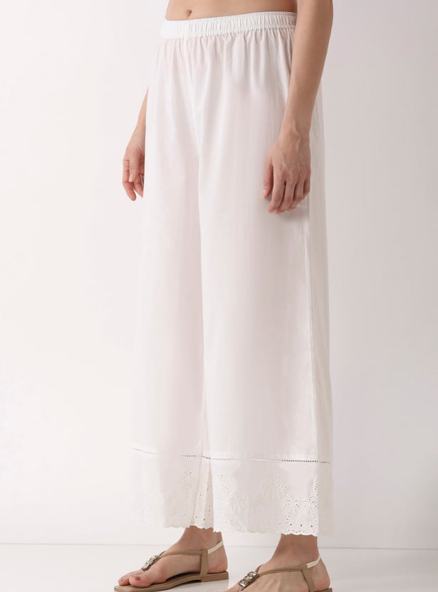 BIBA Schiffli Flared Palazzos