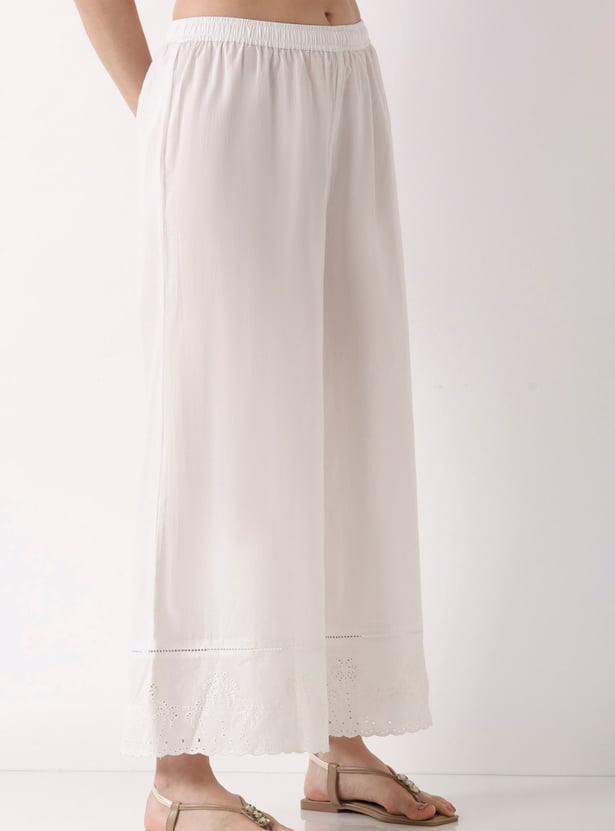 BIBA Schiffli Flared Palazzos