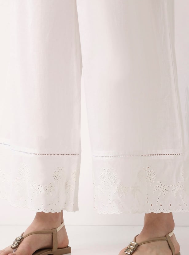 BIBA Schiffli Flared Palazzos