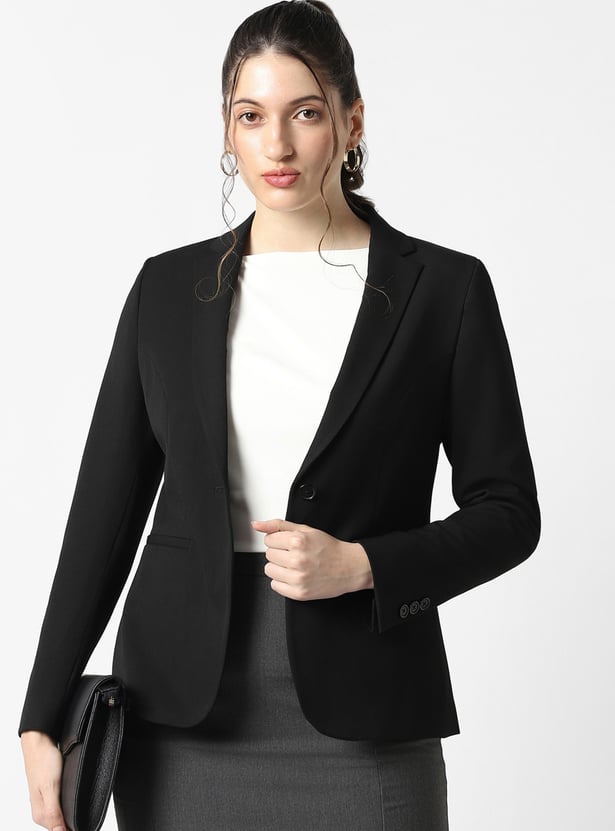 VAN HEUSEN Solid Single-breasted Blazer