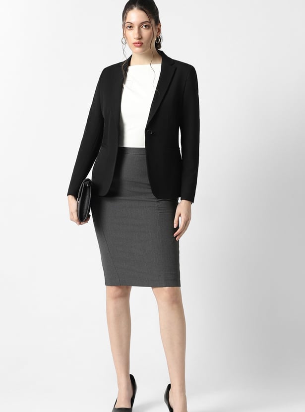 VAN HEUSEN Solid Single-breasted Blazer