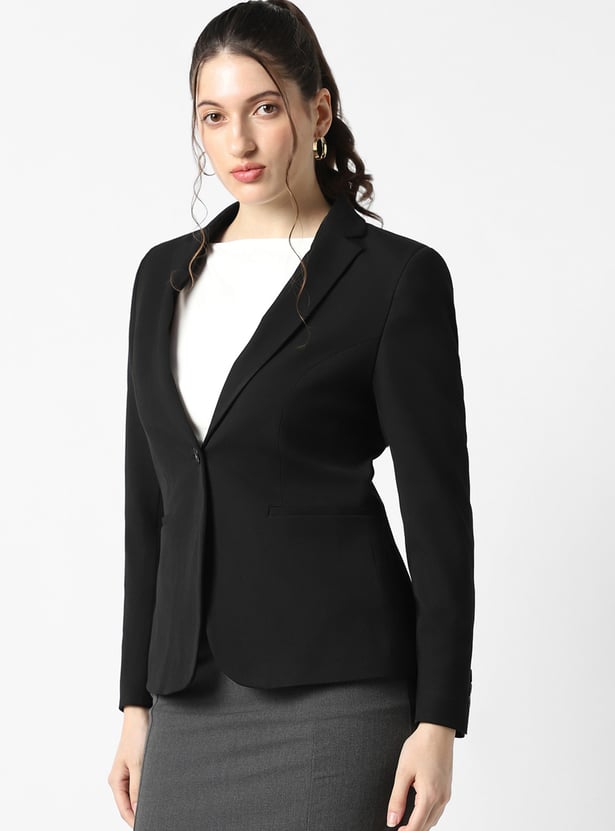 VAN HEUSEN Solid Single-breasted Blazer
