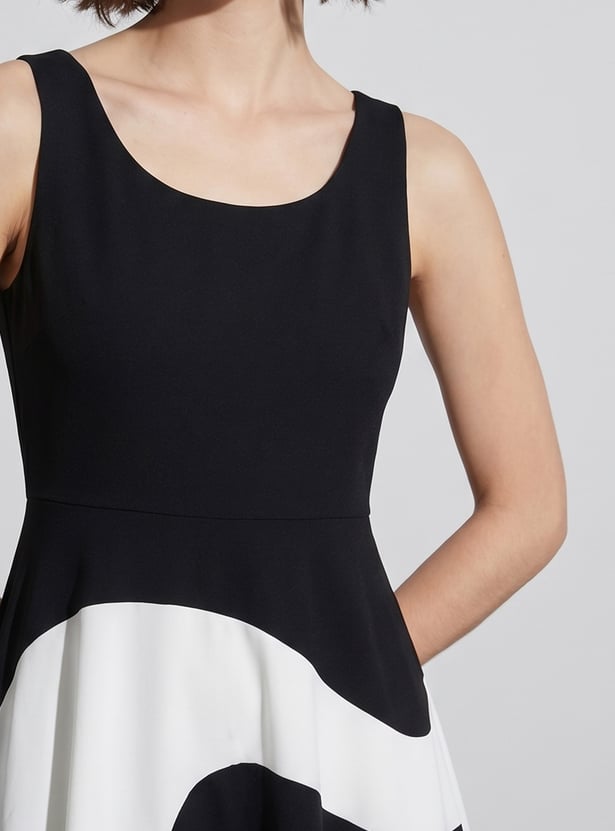 CODE Colourblock Fit & Flare Midi Dress