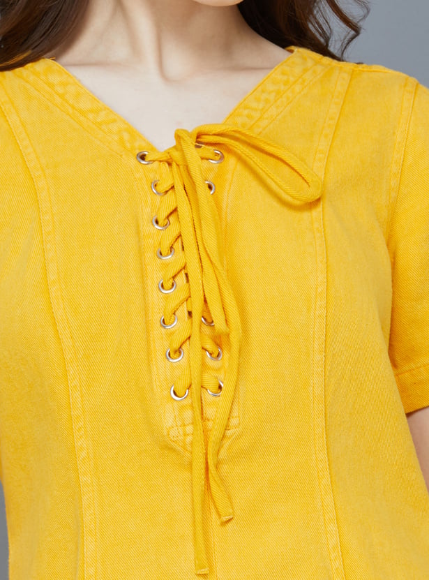 ONLY Lace-Up Detail Mini Dress