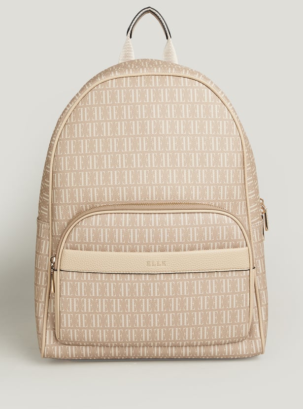ELLE Merci Monogram Print Laptop Backpack