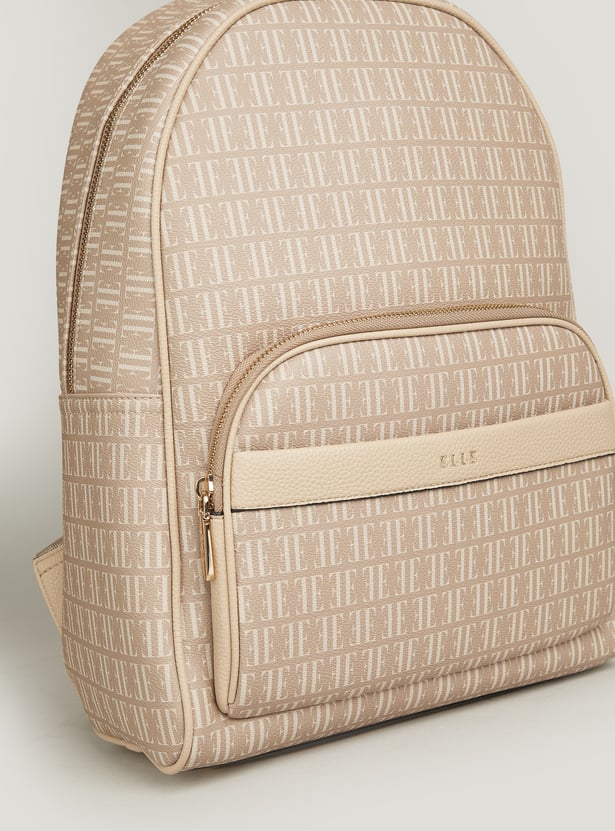 ELLE Merci Monogram Print Laptop Backpack