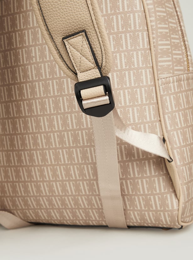 ELLE Merci Monogram Print Laptop Backpack