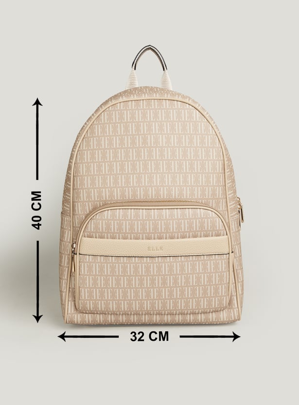 ELLE Merci Monogram Print Laptop Backpack