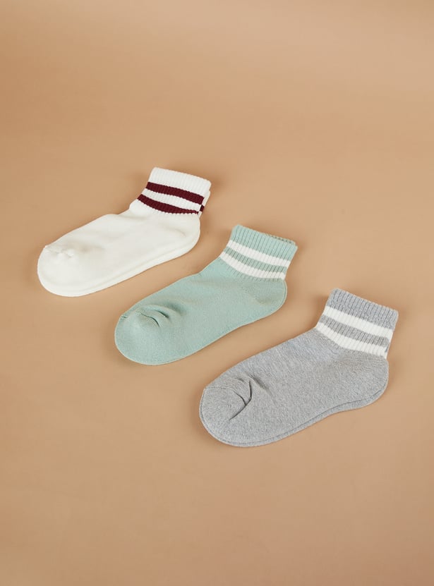 FAME FOREVER Striped Ankle Length Socks - Pack of 3