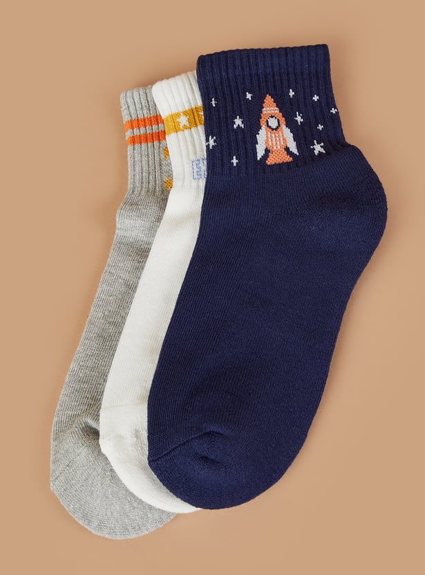 FAME FOREVER Patterned Ankle Length Socks - Pack of 3