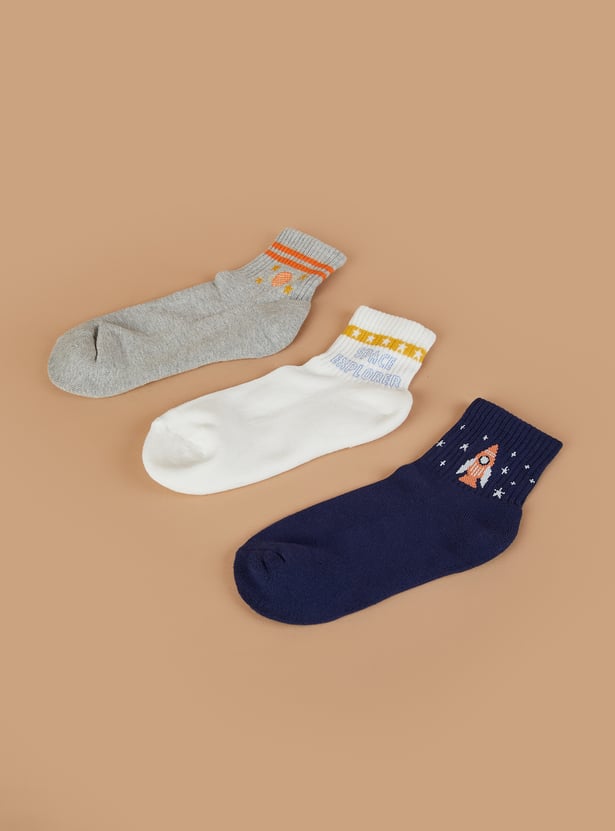 FAME FOREVER Patterned Ankle Length Socks - Pack of 3