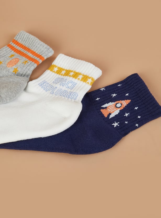 FAME FOREVER Patterned Ankle Length Socks - Pack of 3