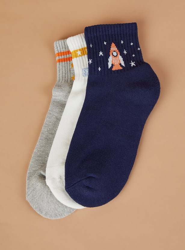 FAME FOREVER Patterned Ankle Length Socks - Pack of 3