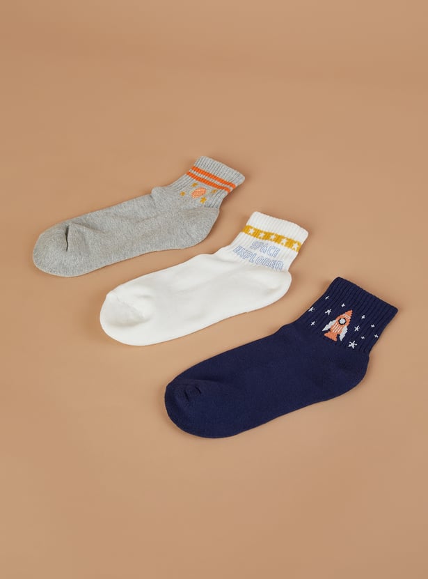 FAME FOREVER Patterned Ankle Length Socks - Pack of 3