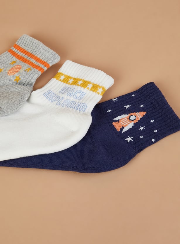 FAME FOREVER Patterned Ankle Length Socks - Pack of 3
