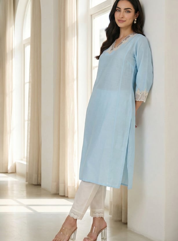 W Embroidered Straight Kurta